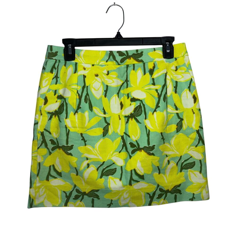J Crew Yellow and Green Floral Mini Skirt